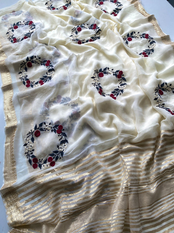 Royal Ink Georgette Silk Saree