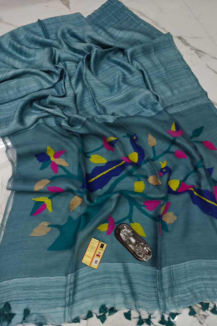 Peacock Design Matka Silk Saree