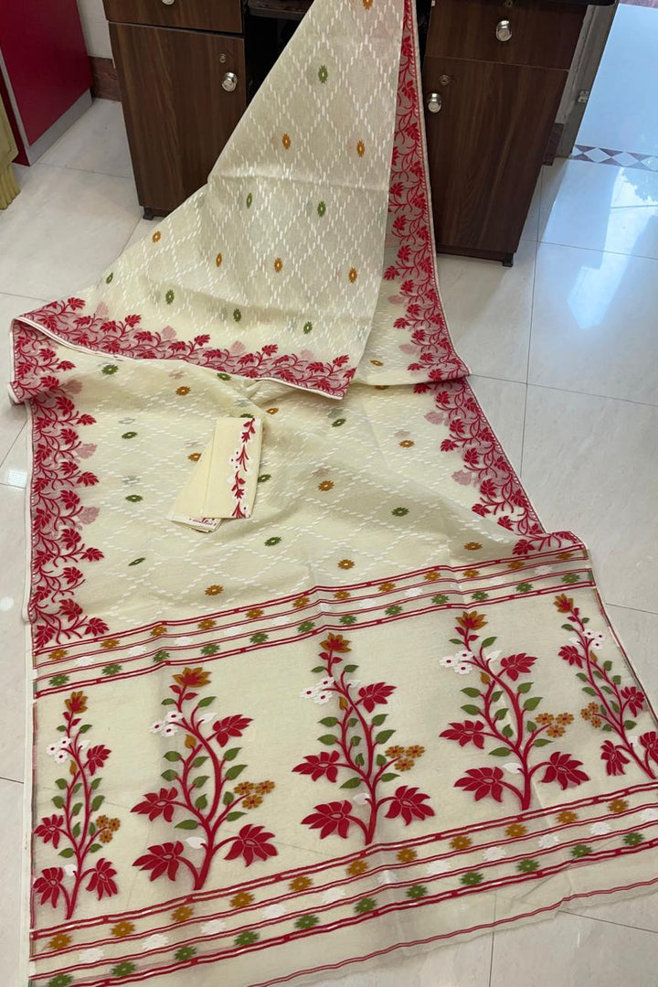 Kusumdola Dhakai Jamdani Saree