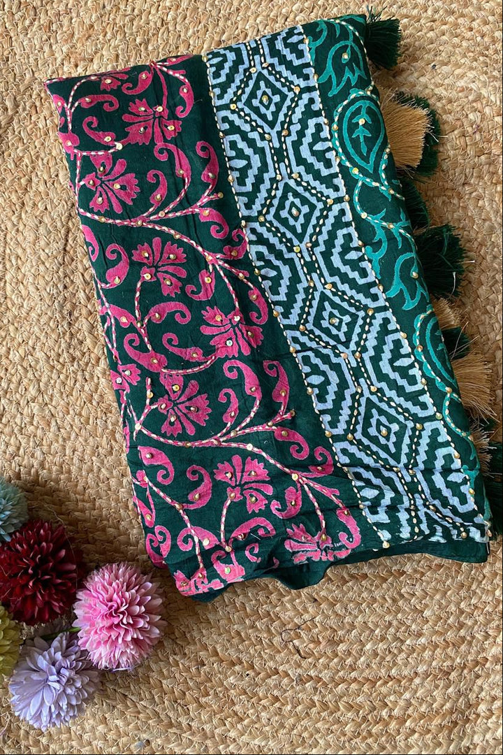 Iris Illusion Chanderi Cotton Saree