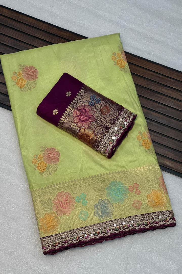 Whispering Willows  Banarasi Dola Silk Saree