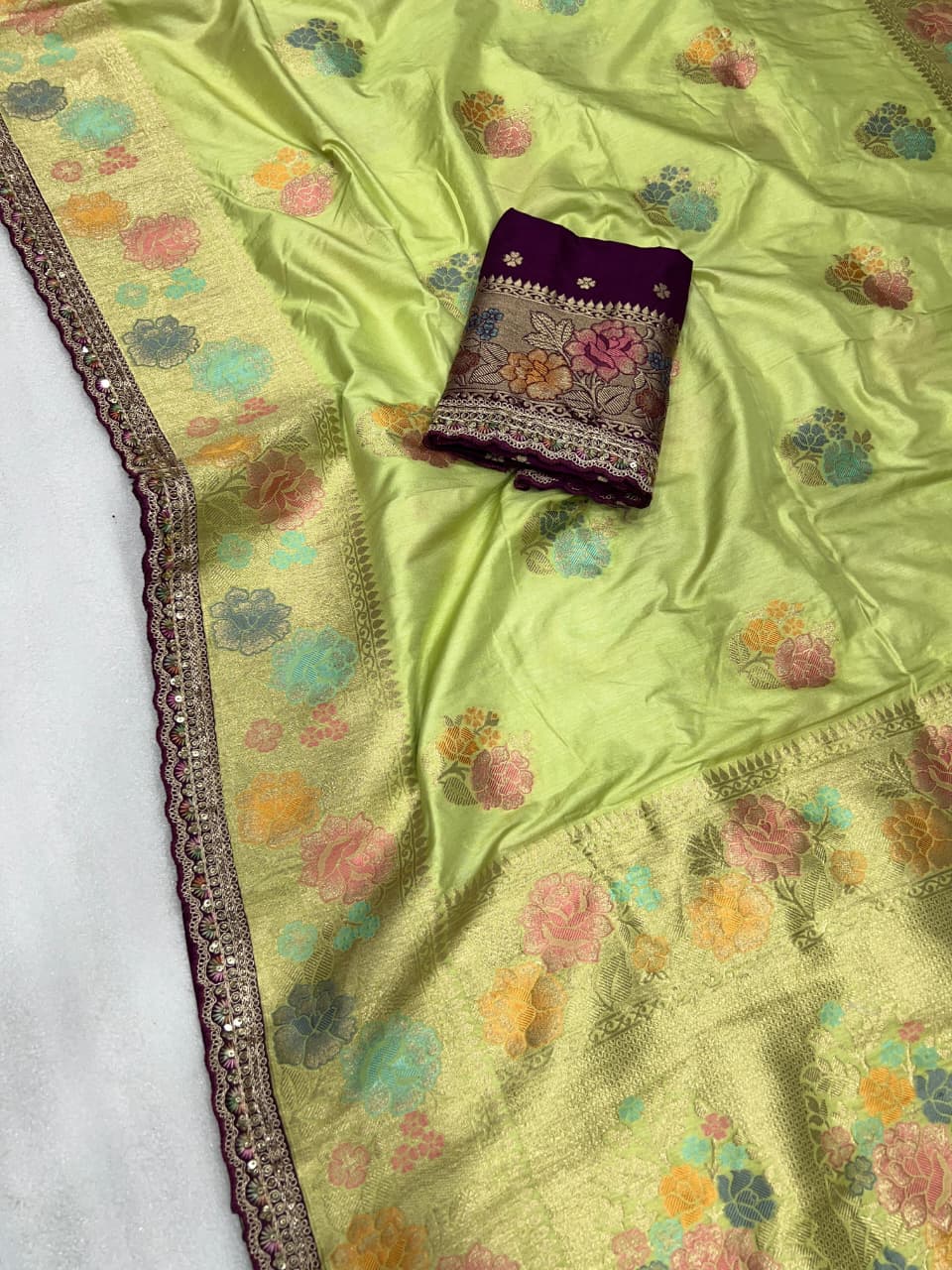 Whispering Willows  Banarasi Dola Silk Saree