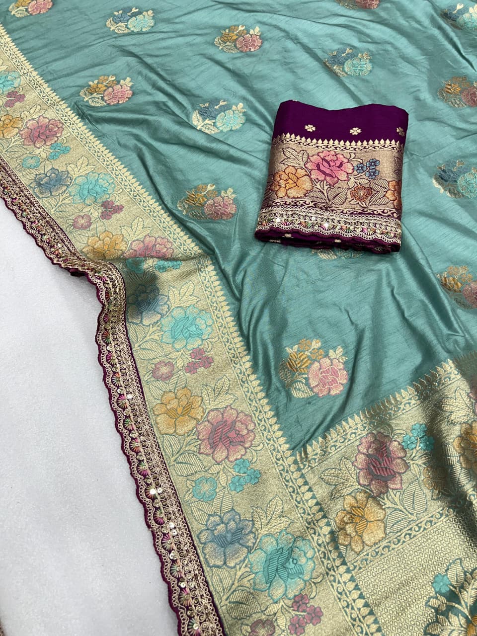 Whispering Willows  Banarasi Dola Silk Saree