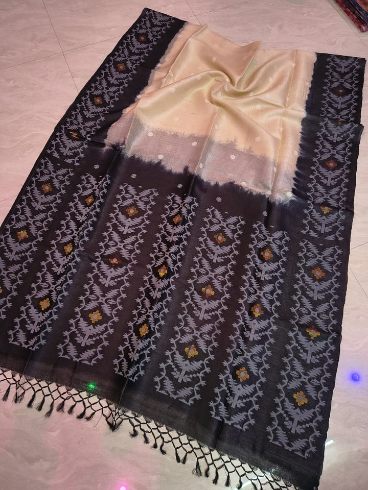 Hridayraagini Gachi Tussar Jamdani Saree