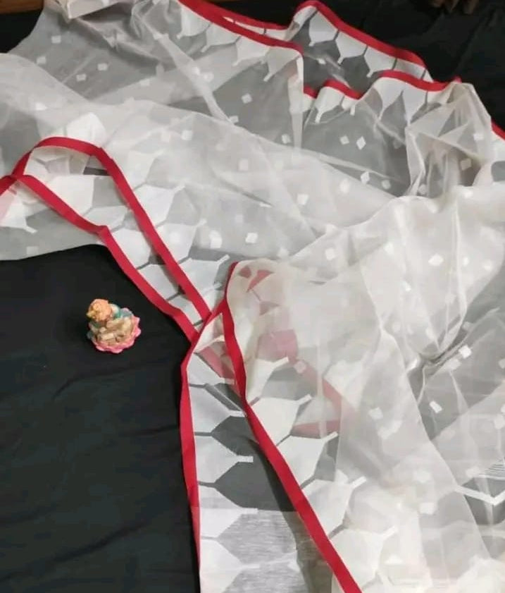 Temple Border Organza Muslin Jamdani Saree