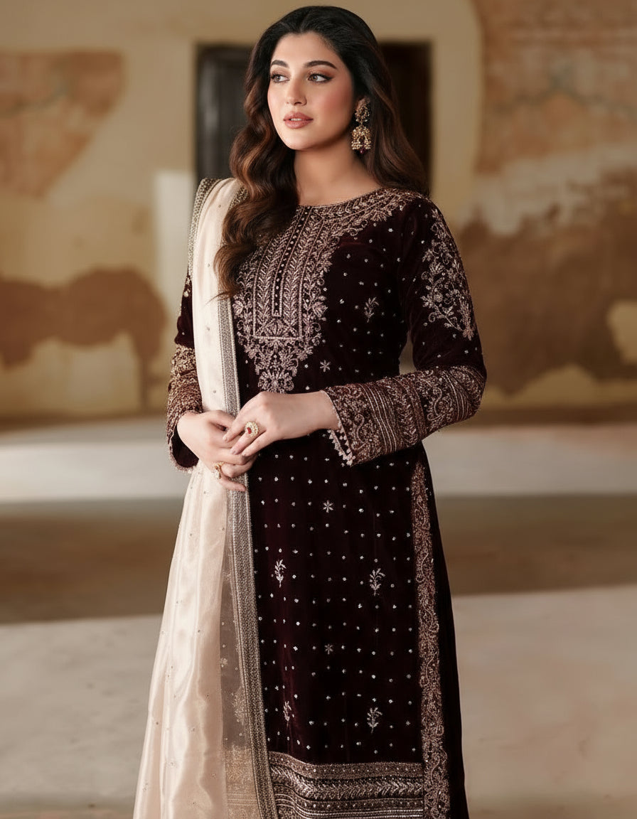 Dew Blush Velvet Suit Set