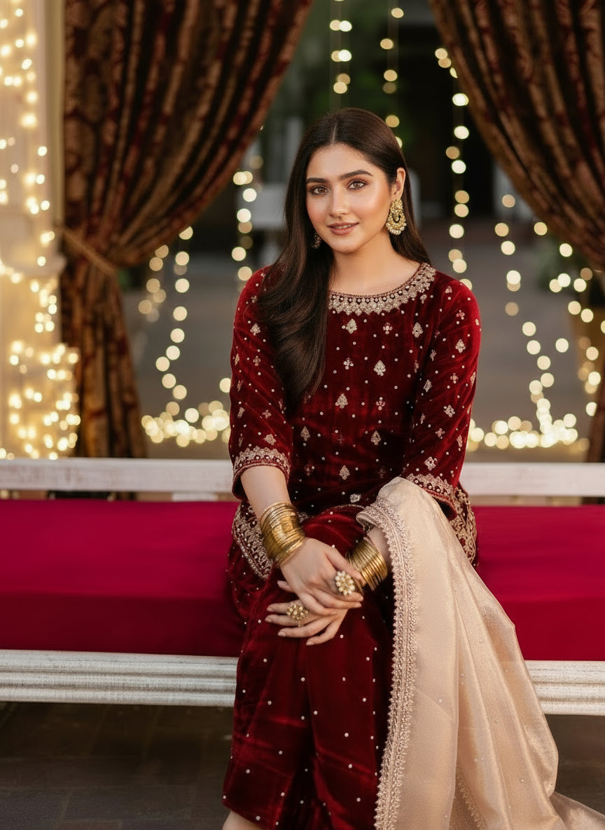 CityStride Velvet Sharara Set