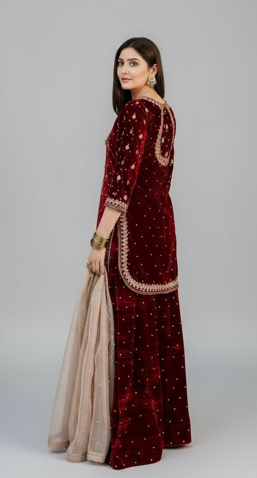 CityStride Velvet Sharara Set