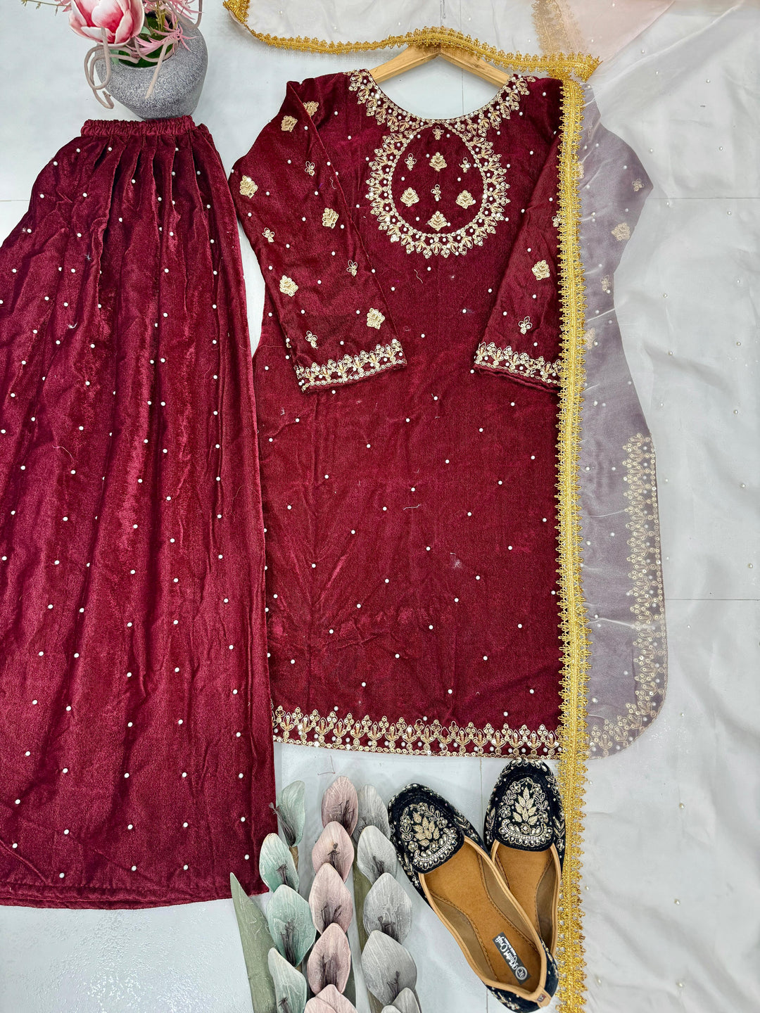 CityStride Velvet Sharara Set