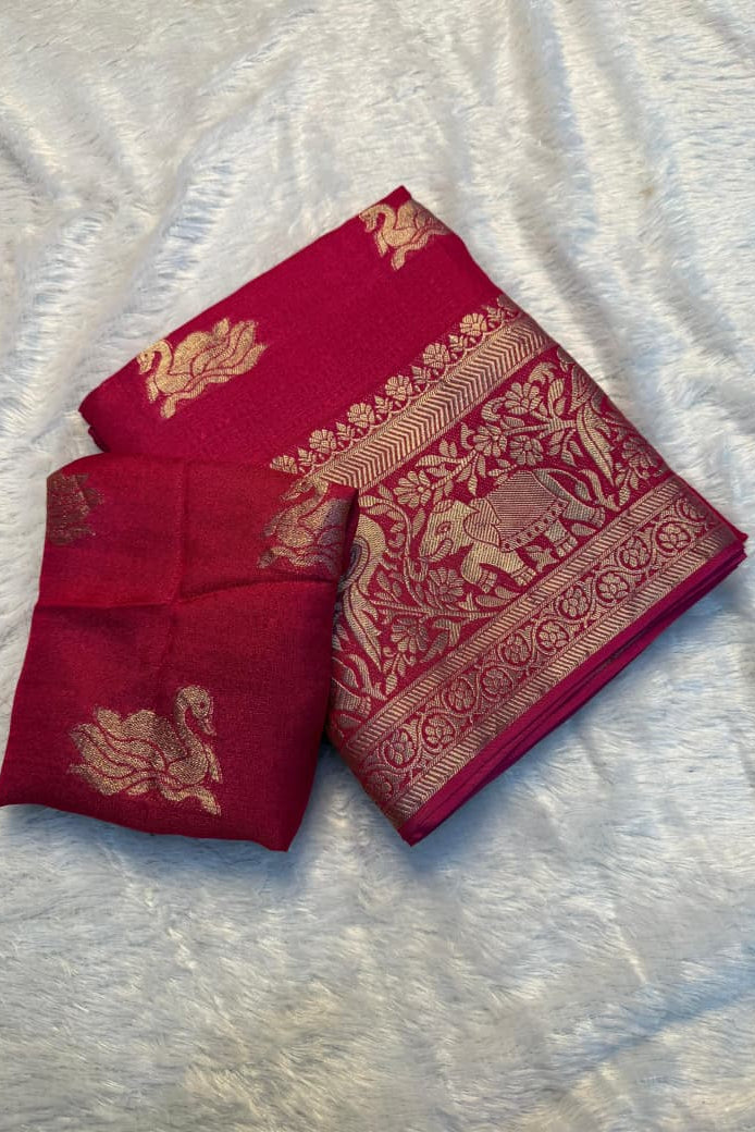 ShineVerse Viscose Jute khadi Saree