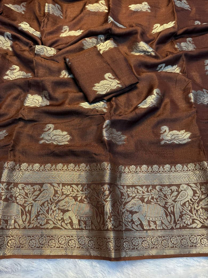 ShineVerse Viscose Jute khadi Saree