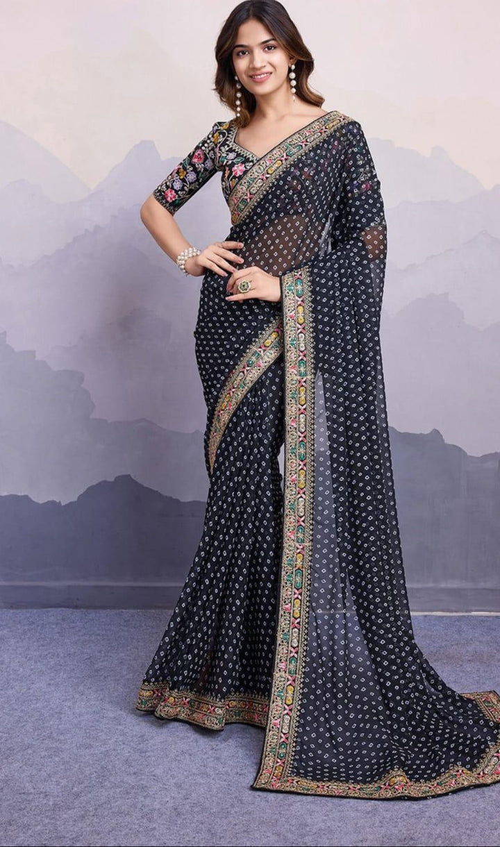 Silver Frost Georgette Silk Saree