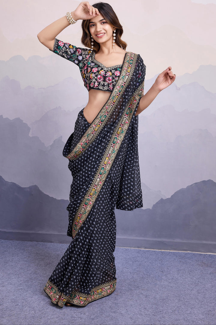 Silver Frost Georgette Silk Saree