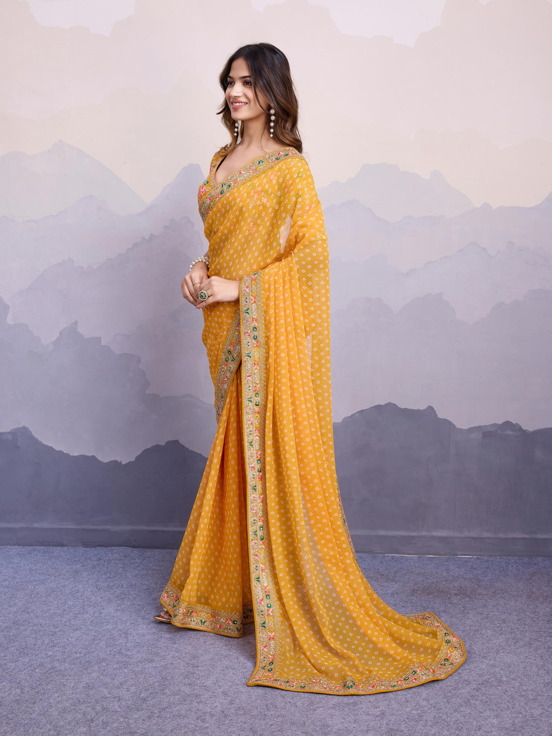 Silver Frost Georgette Silk Saree