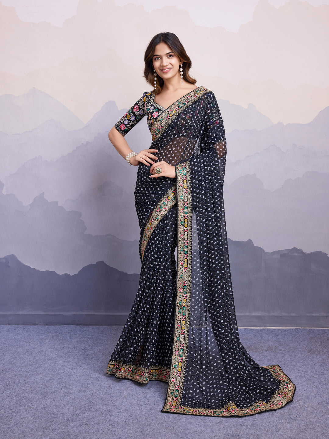 Silver Frost Georgette Silk Saree