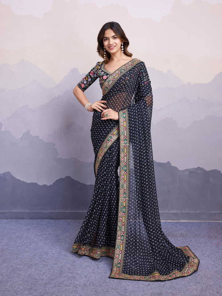 Silver Frost Georgette Silk Saree