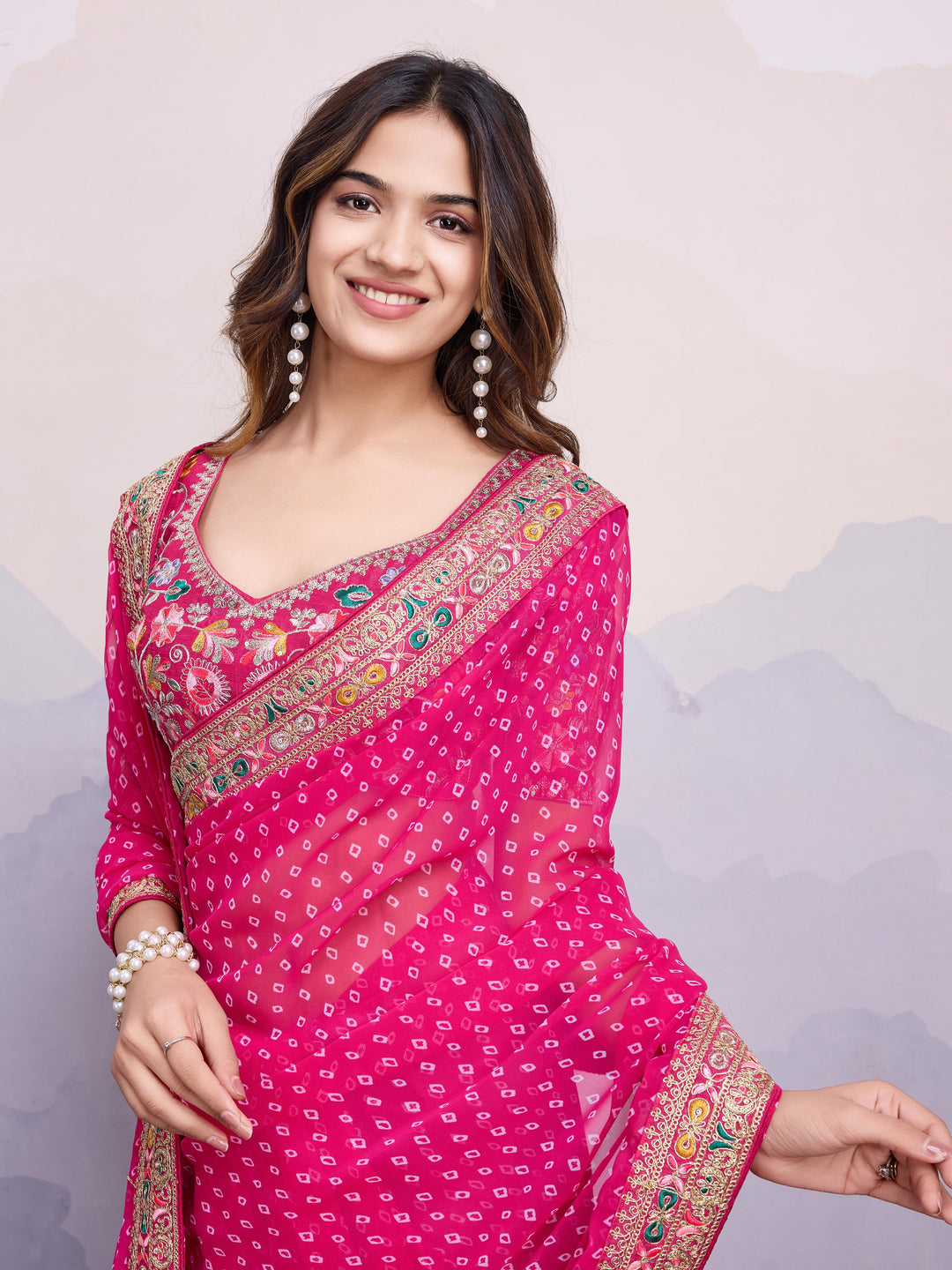 Silver Frost Georgette Silk Saree