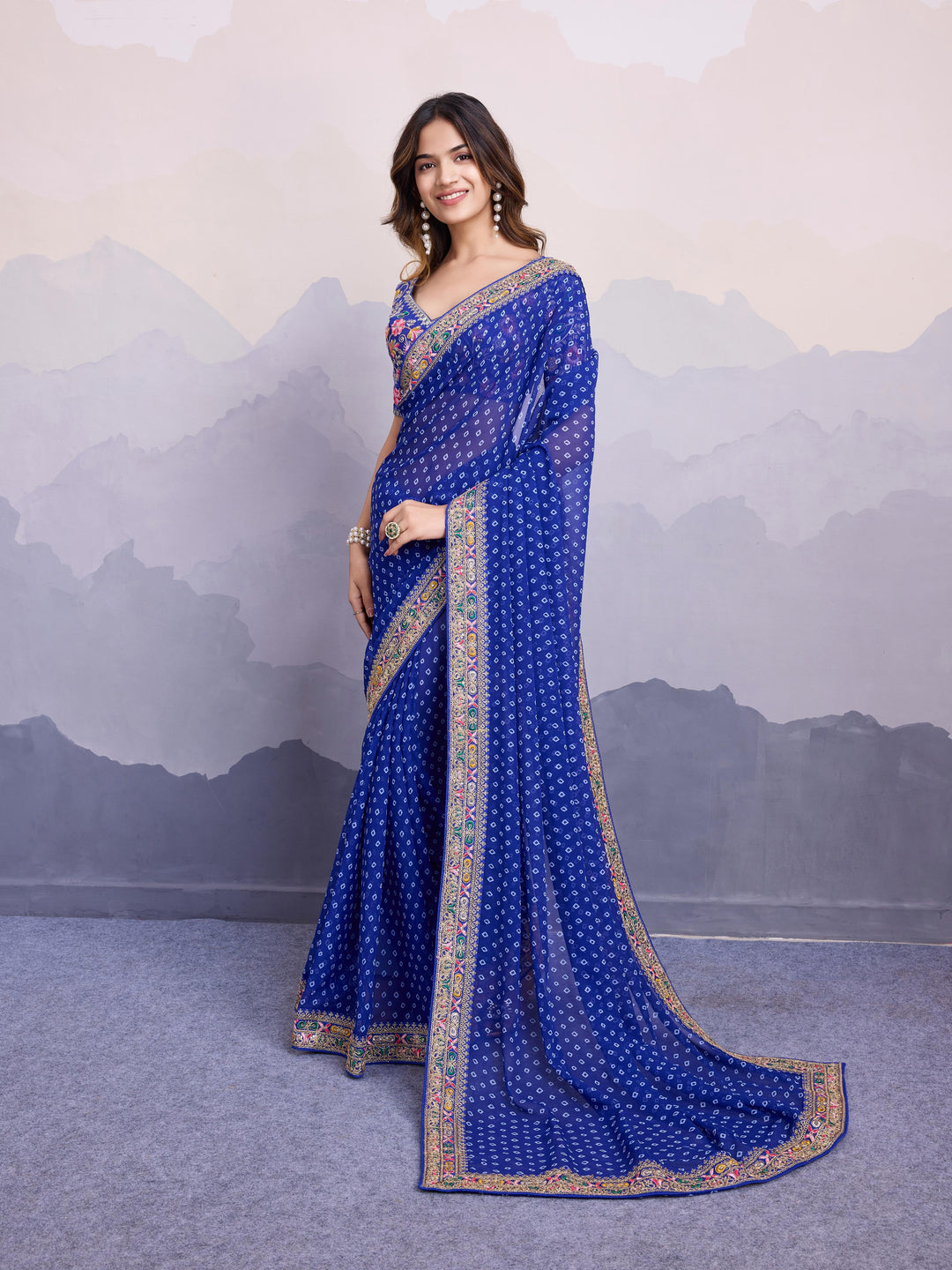 Silver Frost Georgette Silk Saree
