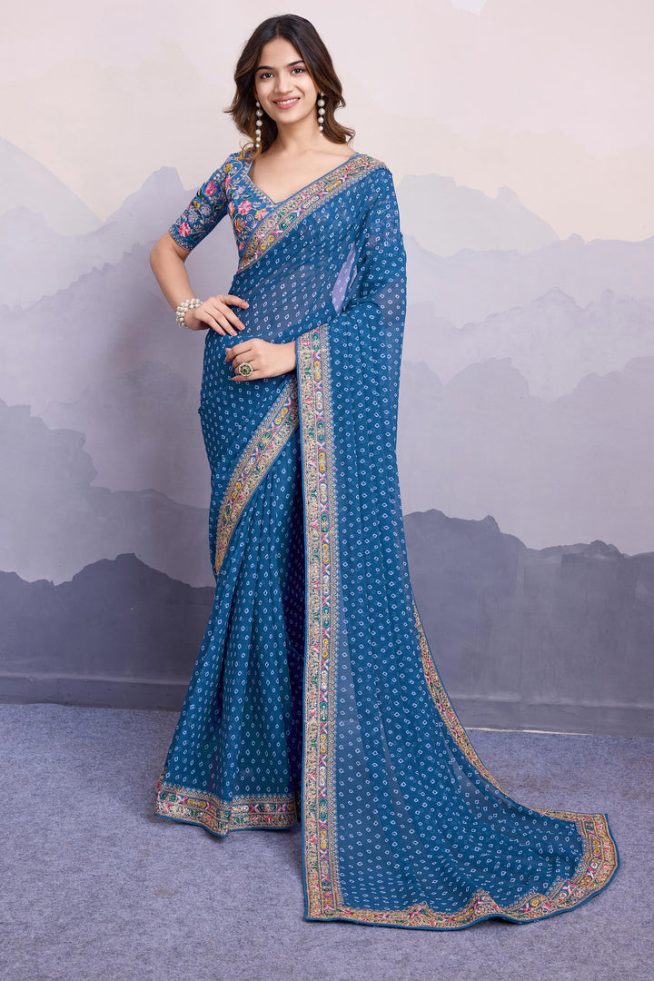 Silver Frost Georgette Silk Saree