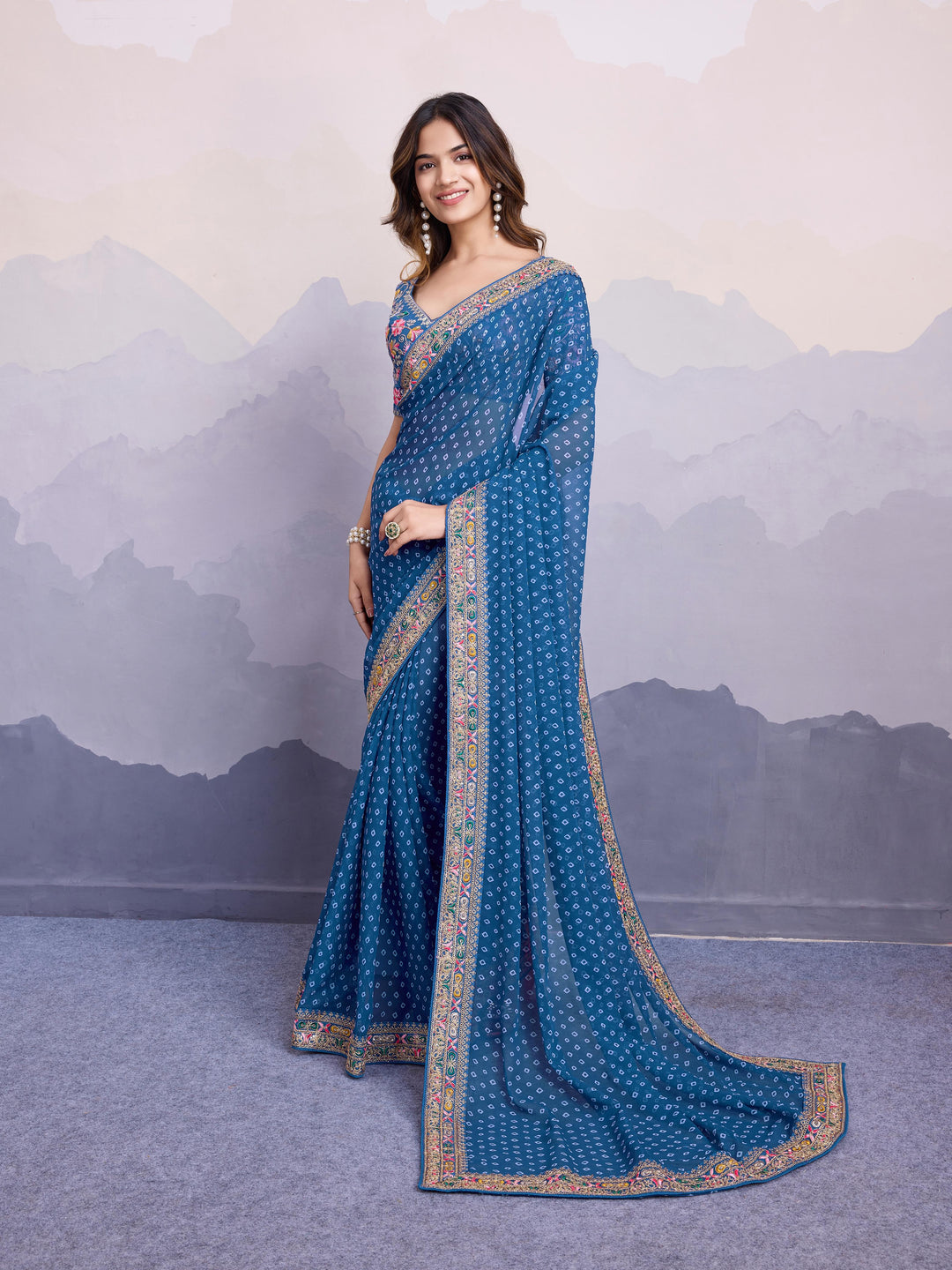 Silver Frost Georgette Silk Saree