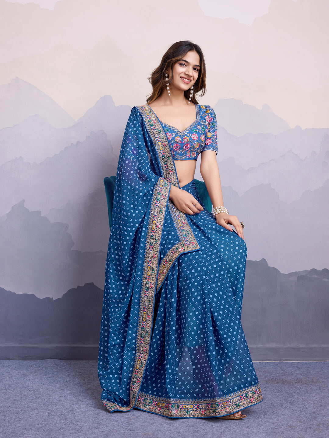 Silver Frost Georgette Silk Saree