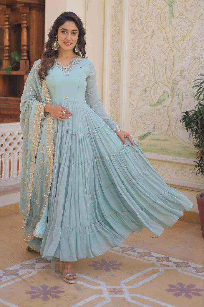 Dazzle Dune Georgette Gown Set