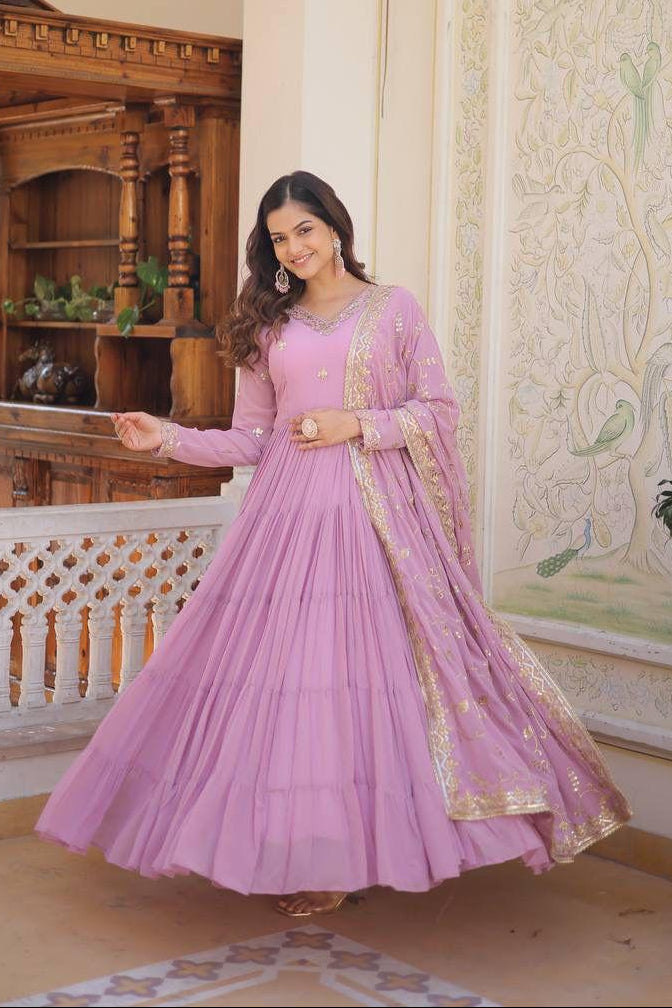 Dazzle Dune Georgette Gown Set