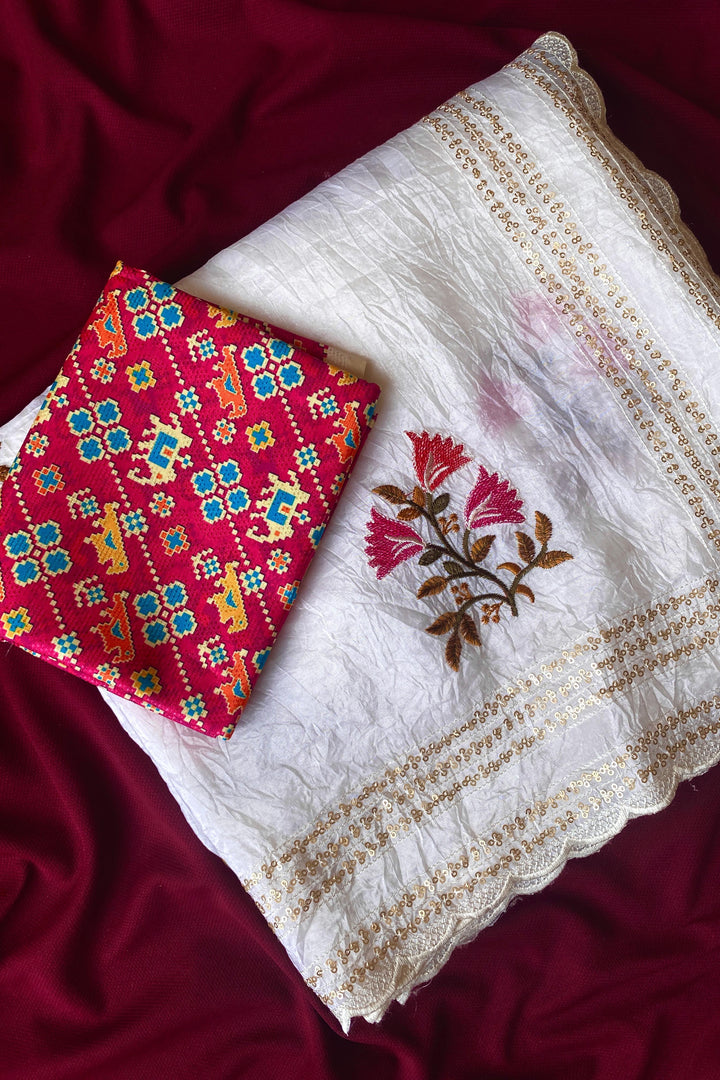 Dust of Grace Crush Organza White Saree