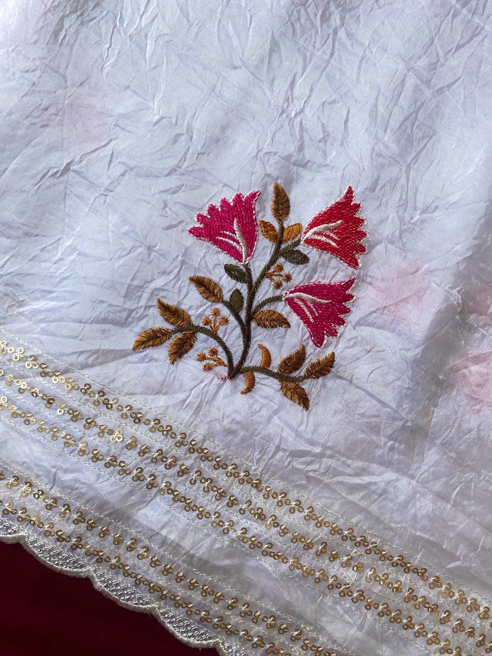 Dust of Grace Crush Organza White Saree