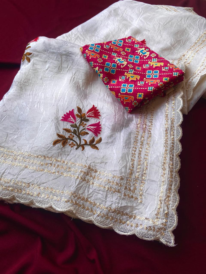 Dust of Grace Crush Organza White Saree