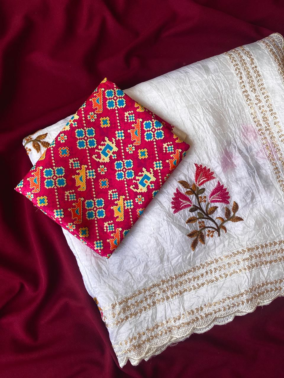 Dust of Grace Crush Organza White Saree