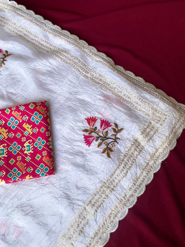 Dust of Grace Crush Organza White Saree