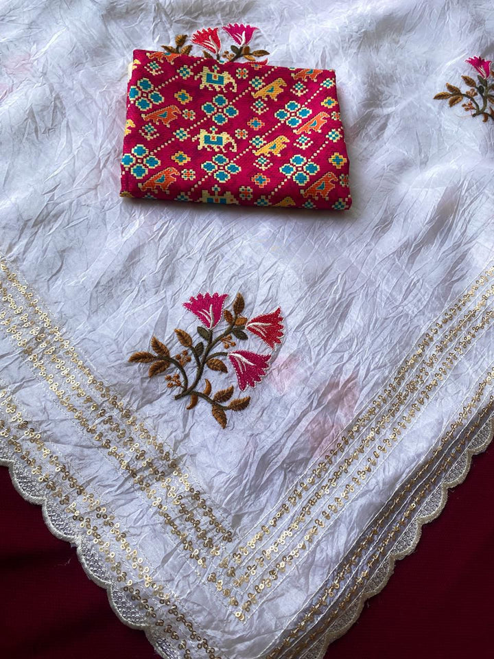 Dust of Grace Crush Organza White Saree