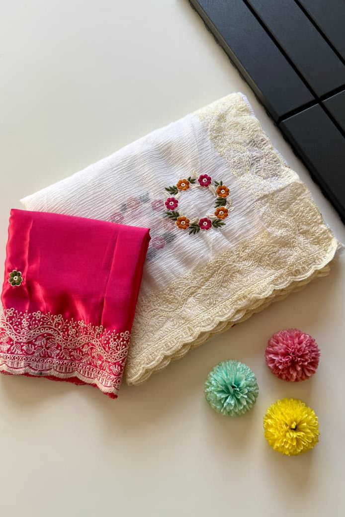 Sugary Swirl Crush Chiffon Georgette Saree