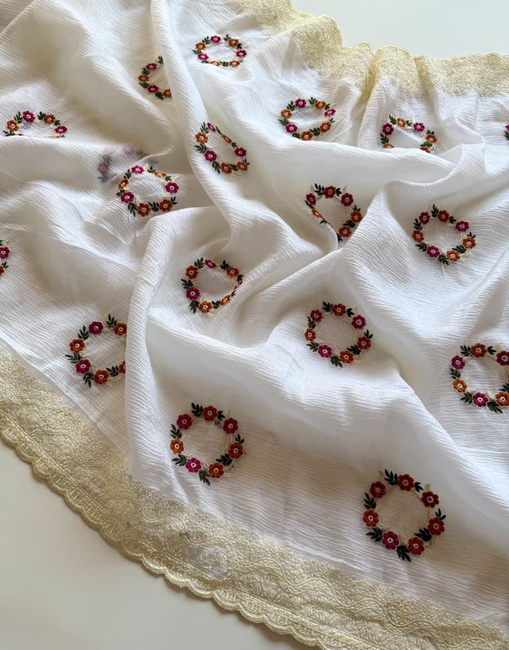 Sugary Swirl Crush Chiffon Georgette Saree