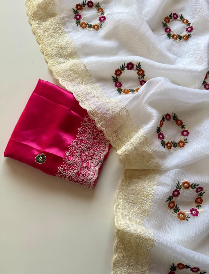 Sugary Swirl Crush Chiffon Georgette Saree