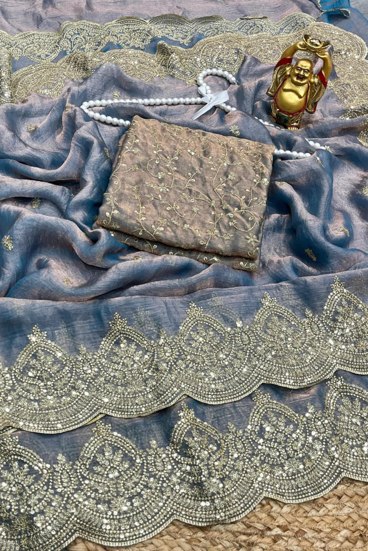 Melodic Toffee Fancy Chiffon Saree