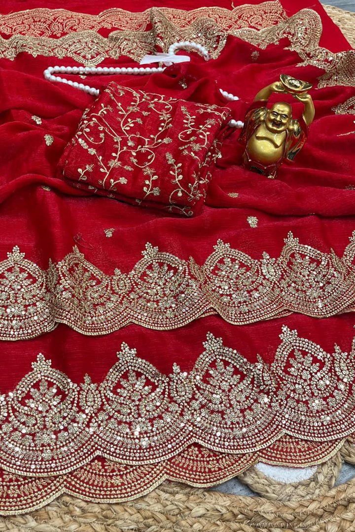 Melodic Toffee Fancy Chiffon Saree