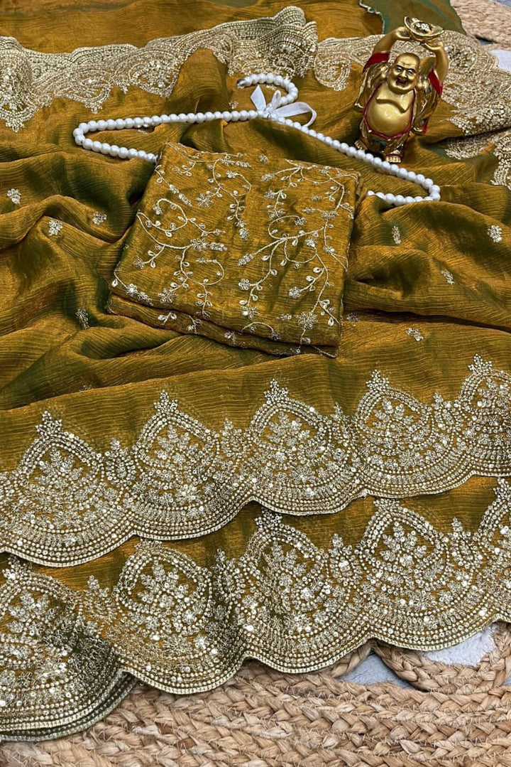 Melodic Toffee Fancy Chiffon Saree