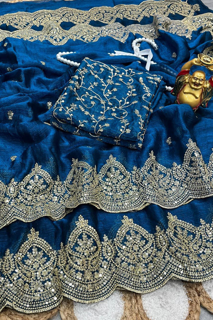 Melodic Toffee Fancy Chiffon Saree