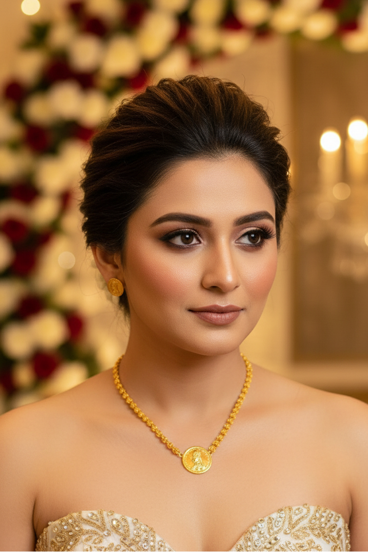 Gini Glow-Gold Plated necklace & Earrings Set