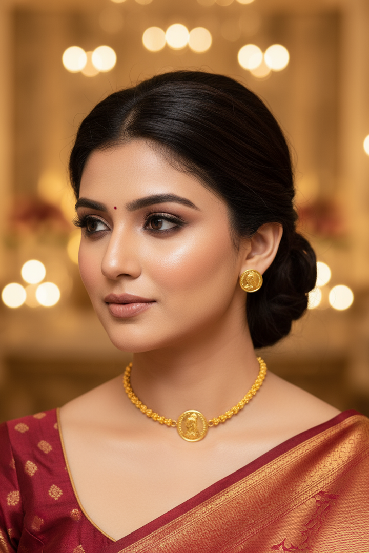 Gini Glow-Gold Plated necklace & Earrings Set