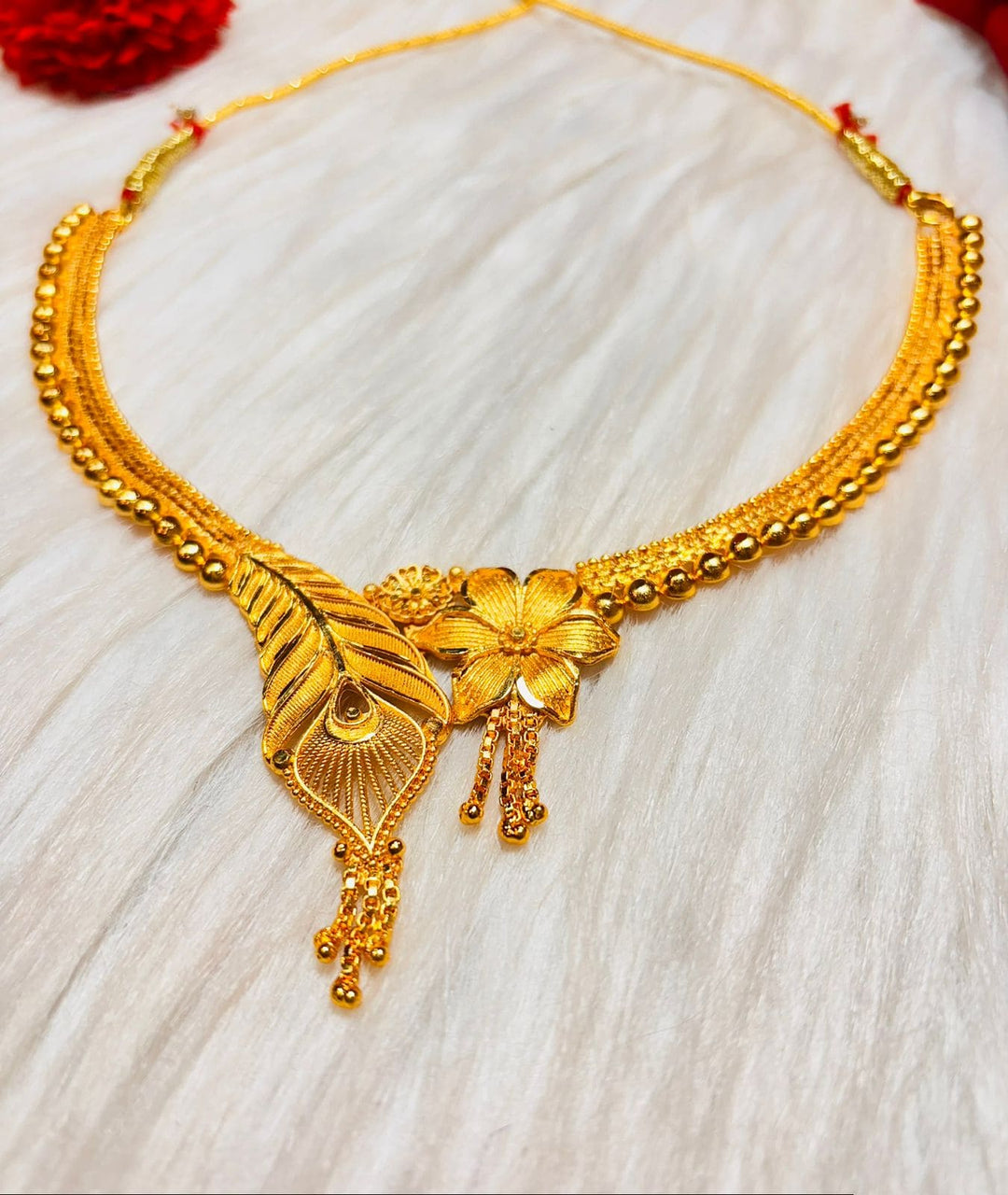 Feathered Bloom- Gold Plated Necklace Set