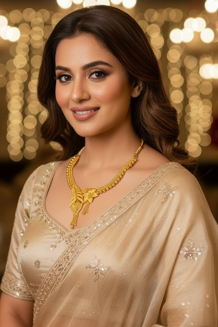 Feathered Bloom- Gold Plated Necklace