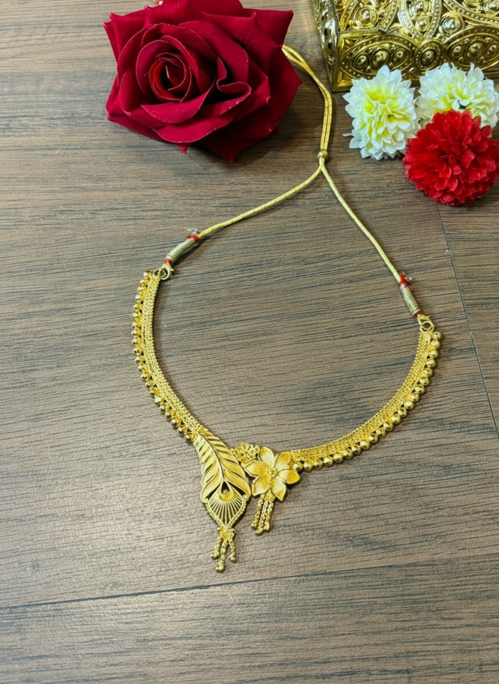 Feathered Bloom- Gold Plated Necklace