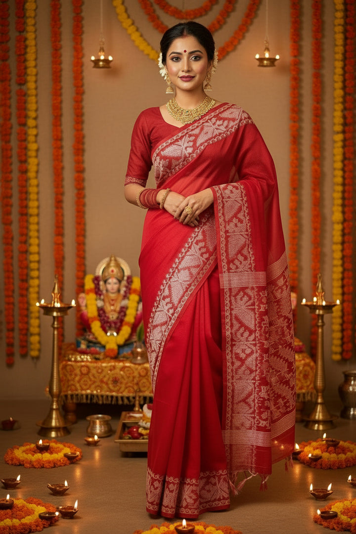 Alo’r Porosh Karat Dhakai Jamdani Saree