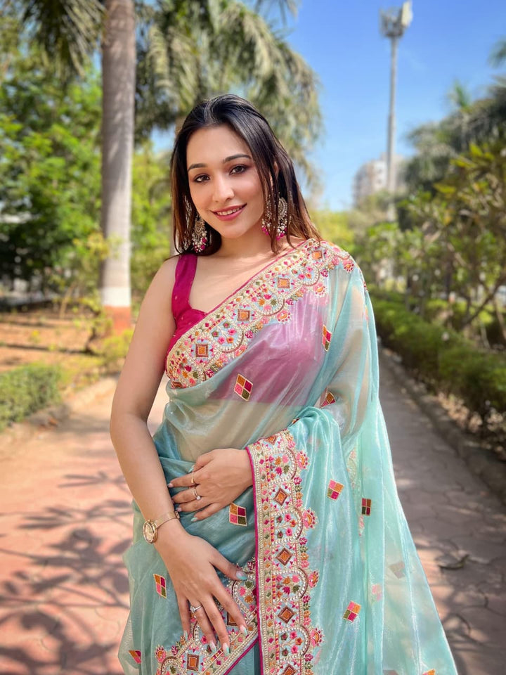 Skylit Serenity Designer Net Saree