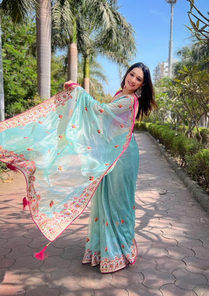 Skylit Serenity Designer Net Saree