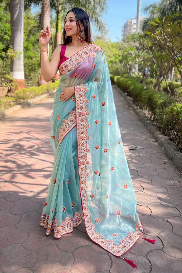 Skylit Serenity Designer Net Saree