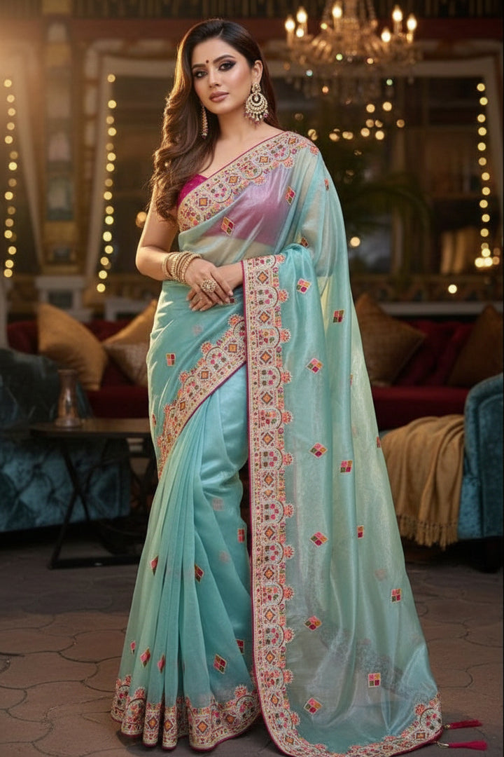 Skylit Serenity Designer Net Saree